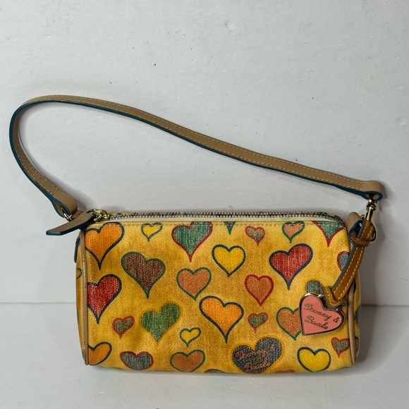 Dooney & Bourke Handbags - Dooney & Bourke VTG Mini Bag Yellow Hearts Leather Shoulder Bag